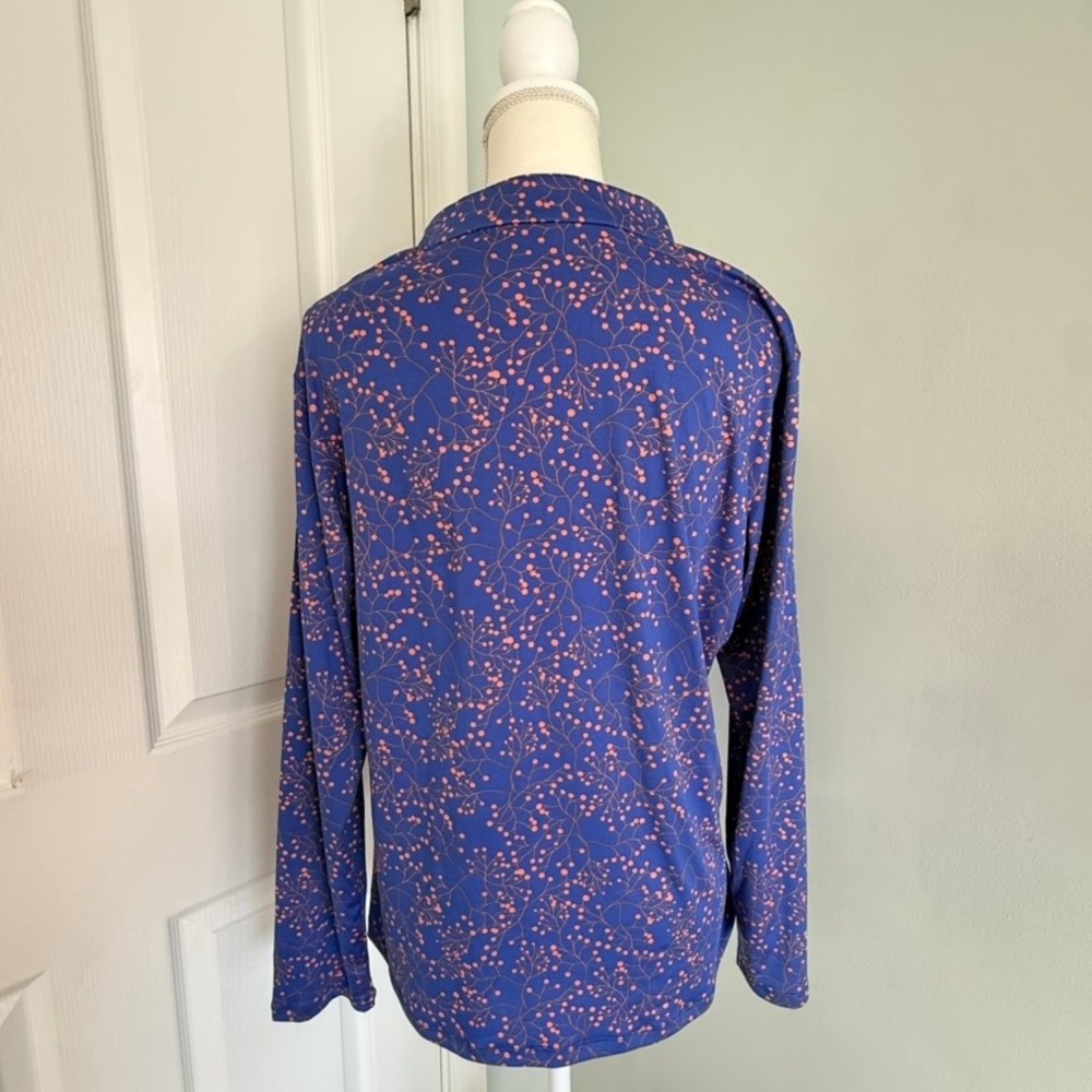 Court Haley Women's Long Sleeve Quarter Zip Pullover, Blue Printed Size XL Golf - Picture 3 of 12